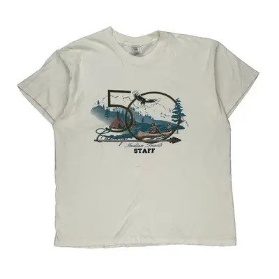 Single Stitch Delta Graphic T-Shirt - XL White Cotton