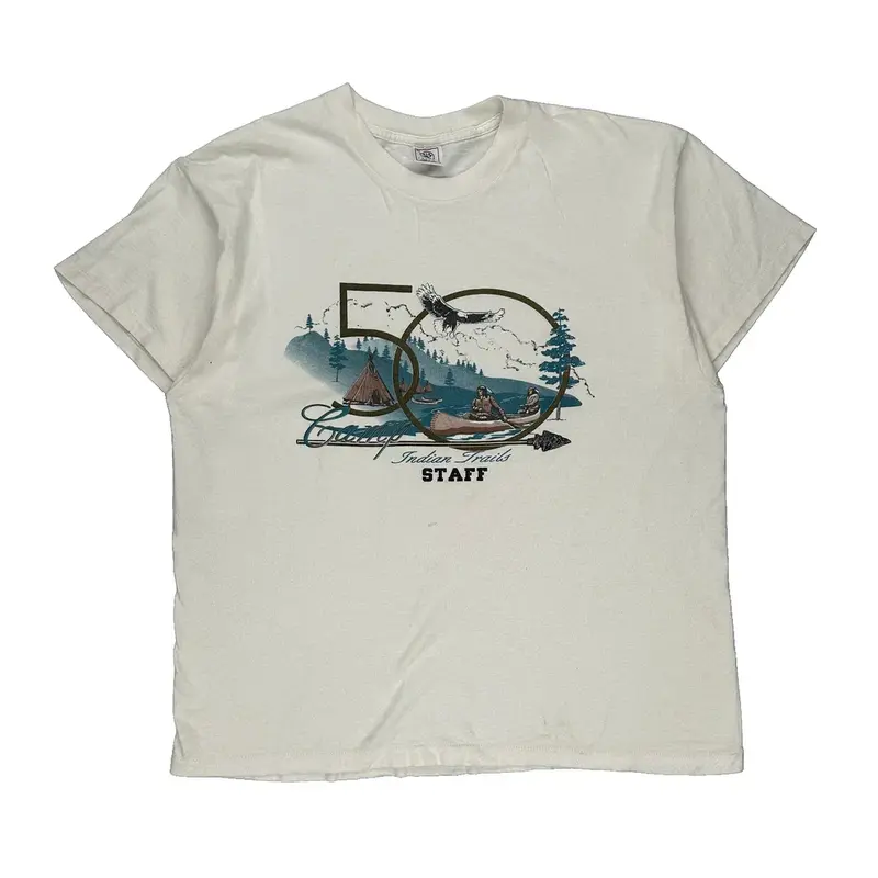 Single Stitch Delta Graphic T-Shirt - XL White Cotton