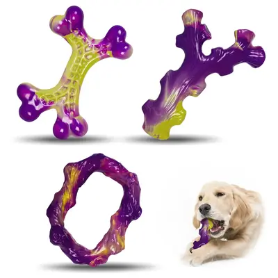 Indestructible Tough Dog Toys 3 Pack - for Aggressive Chewers & Large Dogs | Long Lasting Bacon Flavored Chew Toys | Keeps Do...