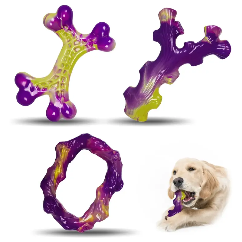 Indestructible Tough Dog Toys 3 Pack - for Aggressive Chewers & Large Dogs | Long Lasting Bacon Flavored Chew Toys | Keeps Do...