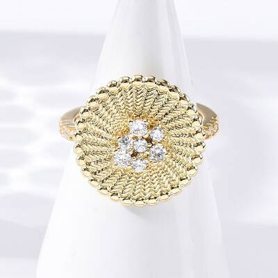 Brass Micro Pave Clear Cubic Zirconia Cuff Rings