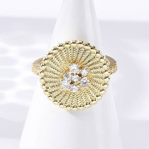 Brass Micro Pave Clear Cubic Zirconia Cuff Rings