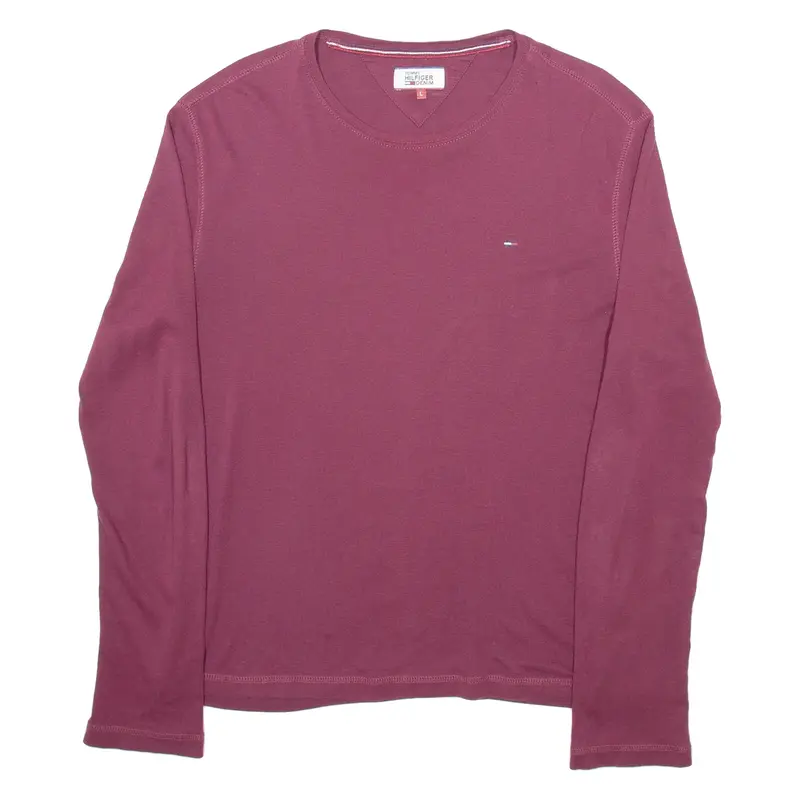 TOMMY HILFIGER Womens T-Shirt Maroon Long Sleeve L