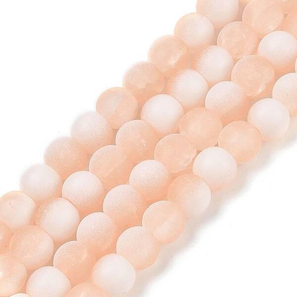 Frosted Crackle Glass Beads Strands