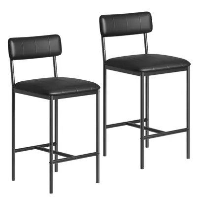 Garvee Counter Height Bar Stools Set of 2, Classic Barstools with PU Leather, Footrest, Ergonomic Soft Backrest, Easy Assembl...