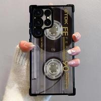 Retro Cassette Pattern Phone Case Compatible with Samsung Galaxy S25 S24 S23 S22 S21 FE Ultra Plus 4G 5G, Transparent Soft Ba...