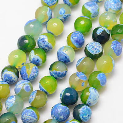 Natural Fire Crackle Agate Bead Strands
