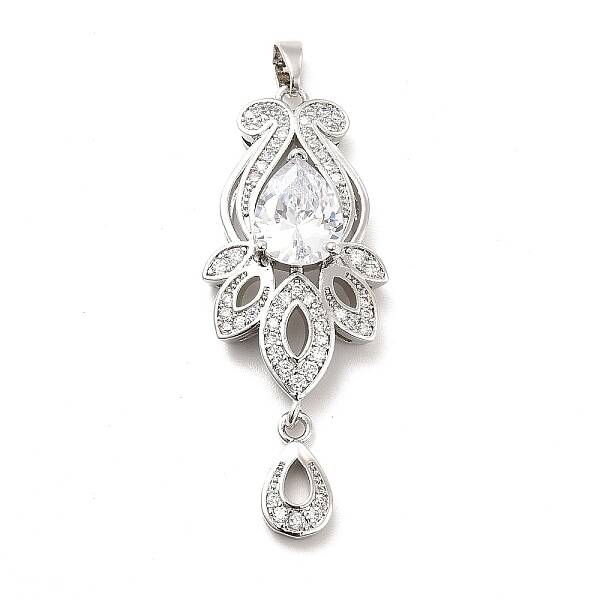 Brass Micro Pave Clear Cubic Zirconia Pendants