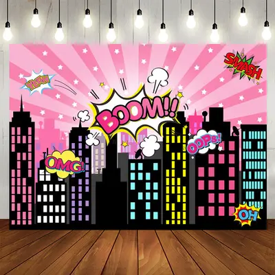 Aperturee Boom Pink City Birthday Backdrop for Children