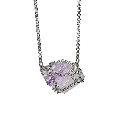Caged Amethyst Gemstone Necklace | Size: 30