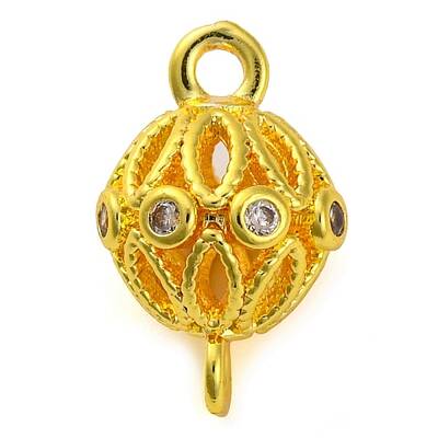 Brass Micro Pave Clear Cubic Zirconia Connector Charms
