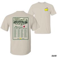 Masters Champions 2025 T-shirt Featuring Legendary Augusta National Golf Club with Complete List of Masters Tournament Champi...
