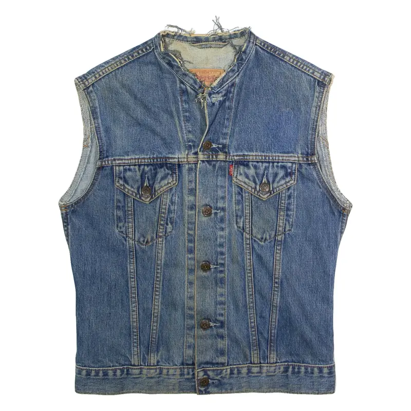 LEVI'S Girls Denim Waistcoat Blue L