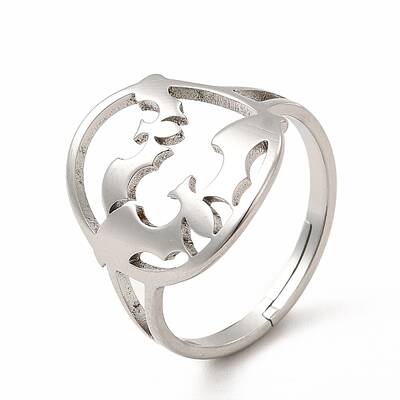 Non-Tarnish 304 Stainless Steel Bat Adjustable Ring for Women