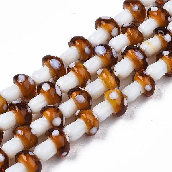 Mushroom Handmade Lampwork Beads Strands