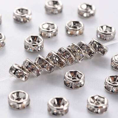 Brass Rhinestone Spacer Beads