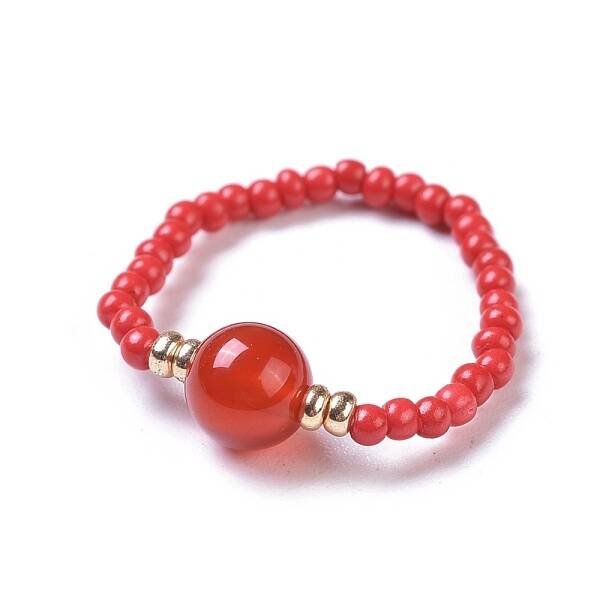 Natural Carnelian Stretch Rings