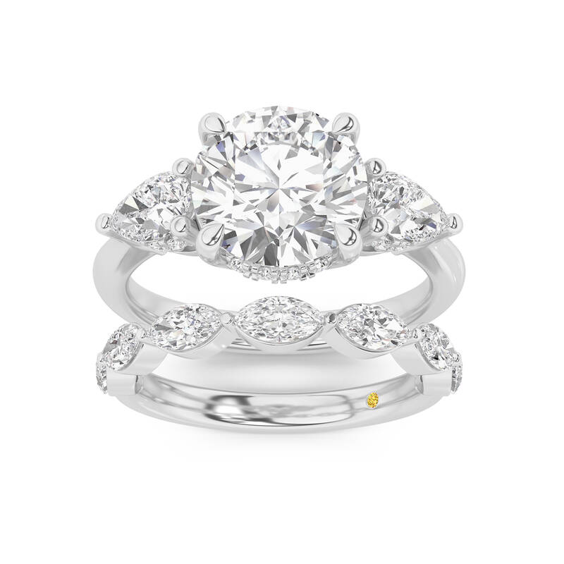 Celestia Lab Grown Round Diamond Engagement Ring with The Elara Wedding Band | 14K White Gold 4 3/8 ct. tw.