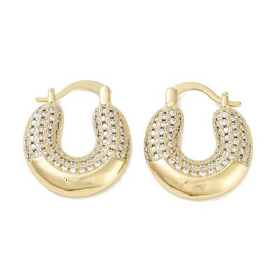 Brass Micro Pave Cubic Zirconia Chunky Hoop Earrings for Women