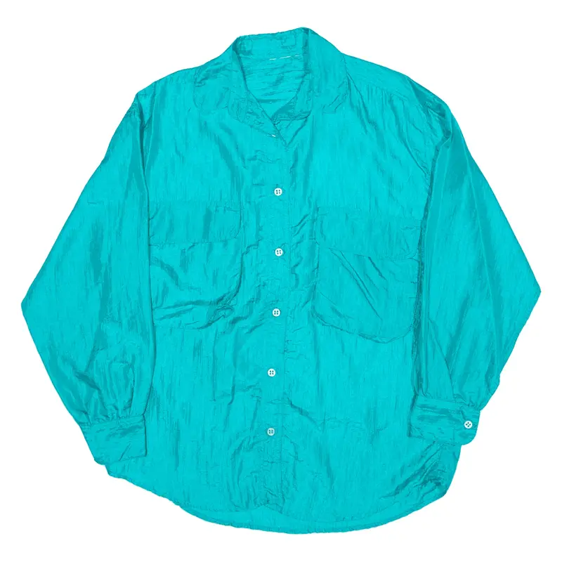 Plain Shirt Blue Long Sleeve Womens L