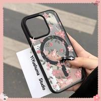 Full screen small floral Magnetic Phone Case for iPhone 15 Plus 16 Pro Max 14 13 12 11 Pattern Matte Shockproof Anti-Scratch ...