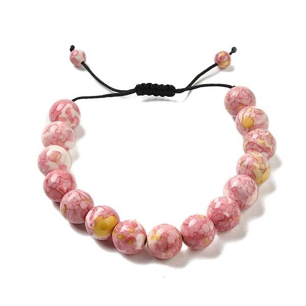 12.5mm Round Natural Ocean White Jade Braided Bead Bracelets for Women Men