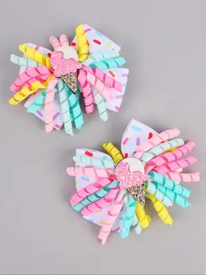 Cute Colorblock Ice Cream Cone Design Hair Clips, Fashionable Hair Accessories for Girls, Cute Lovely Hairwear Barrettes for ...