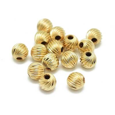 Yellow Gold Filled Corrugated Beads