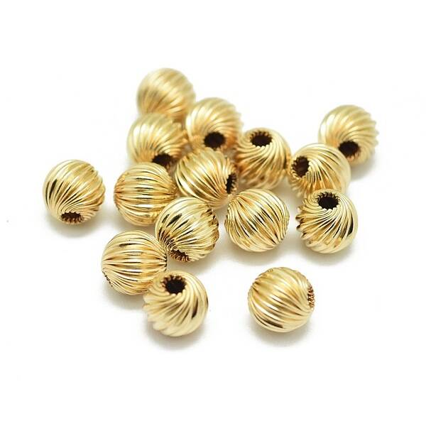 Yellow Gold Filled Corrugated Beads