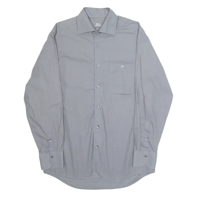 LACOSTE Mens Plain Shirt Grey Long Sleeve M