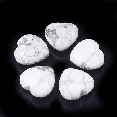 Natural Howlite Heart Palm Stone