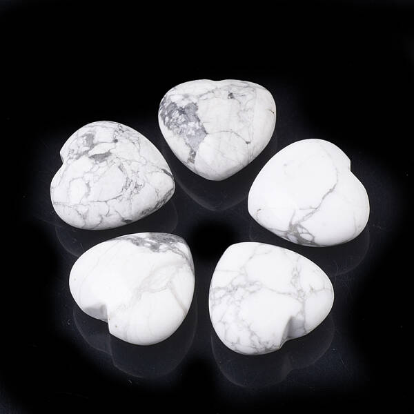 Natural Howlite Heart Palm Stone