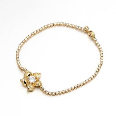 Golden Plated Brass Cubic Zirconia Cup Chain Bracelets