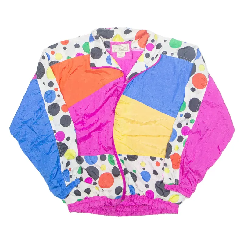 INSAN Womens Track Jacket Purple Nylon Crazy Pattern M