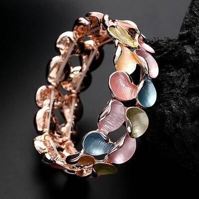 Coloful Alloy Enamel Links Stretch Bangles