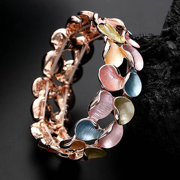 Coloful Alloy Enamel Links Stretch Bangles