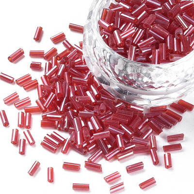 Transparent Colours Luster Glass Bugle Beads