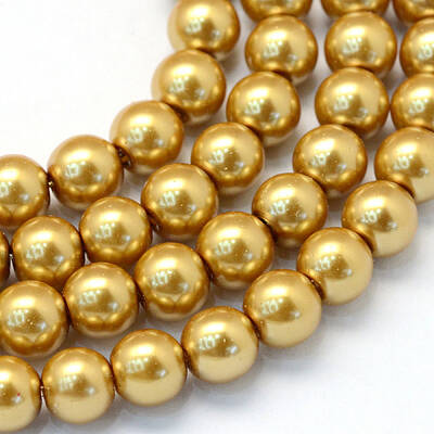 Baking Painted Pearlized Glass Pearl Round Bead Strands