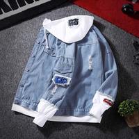 Spring and Autumn New Patchwork Denim Jacket Men's Korean Style Trendy Fashion Brand Casual Baseball Uniform All-Matching Cou...
