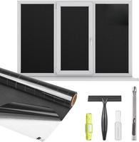 Blackout Window Privacy Film Total Light Blocking Room Darkening Window Covering, Removable Static Cling Frosted Glass Tint, ...