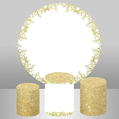 Aperturee Gold Glitter White Newborn Baby Shower Round Backdrop | Round Backdrop Cover Diy | Round Baby Shower Backdrop | Bab...