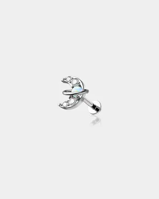 Opal Moon Internally Threaded Helix Stud - Sliver