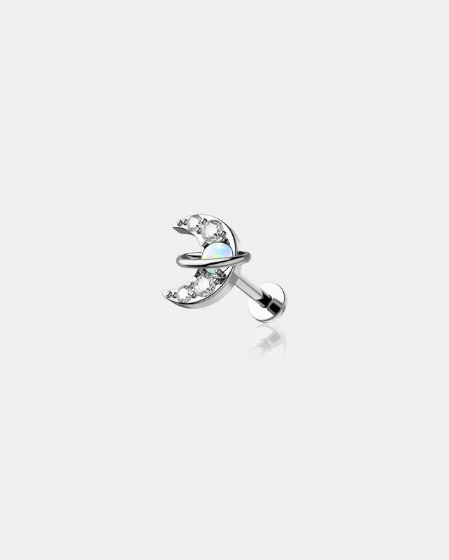 Opal Moon Internally Threaded Helix Stud - Sliver