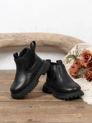 Girl's Solid Color Ankle Boots, Fashionable Soft Sole Boots for Daily Wear, Casual Comfortable Shoes for Fall & Winter