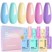 Beetles Gel Nail Polish Set Hema Free, 6 Colors 15ML Pastel Blue Yellow Pink Gel Polish Soak off Uv Led Lamp Baby Blue Yellow...
