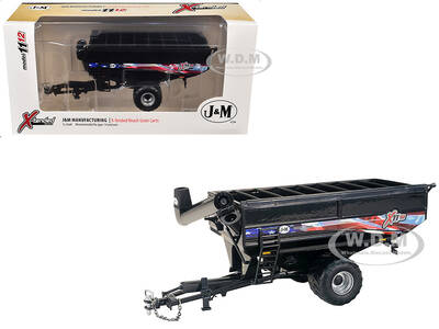 J&M 1112 X-Tended Reach Patriotic Grain Cart with Wheels Black 1/64 Diecast Model by SpecCast