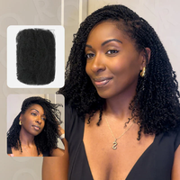 QVR Natural Black Afro kinky Bulk Hair Extensions For Braiding Dreadlock Human Hair burmese curly bundles 2 Lace Closure Wigs...