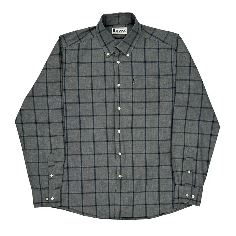 Tailored Fit Barbour Checked Shirt - 2XL Grey Cotton