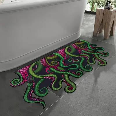 Octopus Graphic Bathroom Mat, Non-slip Absorbent Bathroom Rug, Creative Floor Mat for Home Bathroom Kitchen, Room Decor, Dorm...