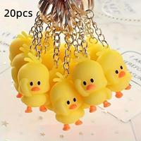 Cute Duck Design Keychain, 20pcs/set Mini Silicone Duck Charm Keychain, Party Gift for Friends, Birthday Gift, Holiday Gift